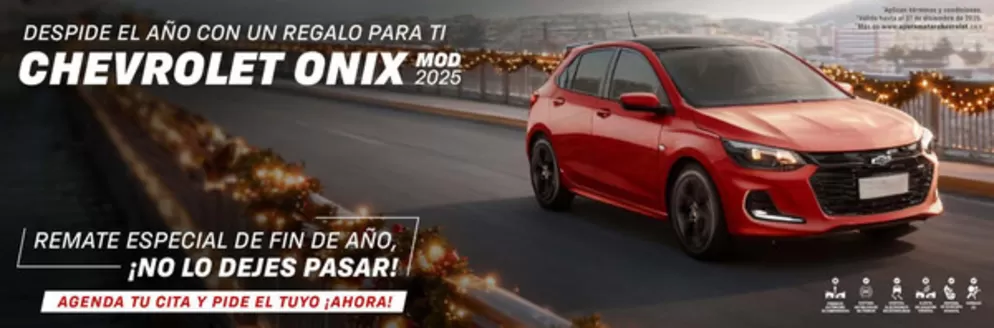 Catálogo Ayurá Motor en Riohacha | Despide en ano con un regalo para ti Chevrolet Onix MOD2025 | 2025-12-19T00:00:00.000Z - 2025-12-31T00:00:00.000Z