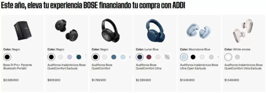 Catálogo BOSE en Cartagena | Este año, eleva tu experiencia BOSE financiando tu compra con ADDI | 2026-01-12T00:00:00.000Z - 2026-01-31T00:00:00.000Z