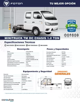 Catálogo Fotón en Miranda | Minitruck Ficha Technica TM DC Chasis | 2026-01-01T00:00:00.000Z - 2026-12-31T00:00:00.000Z