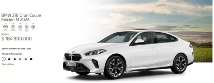 Catálogo BMW | BMW 218 Gran Coupé Edición M 2026 Desde: $ 184.900.000 | 2026-01-28T00:00:00.000Z - 2026-12-31T00:00:00.000Z