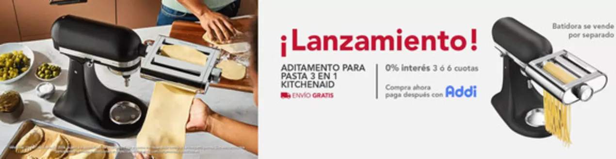 Catálogo KitchenAid | Lanzamiento 0 % interes 3 o 6 cuotas, Aditamento para pasta 3 en 1 | 2026-01-28T00:00:00.000Z - 2026-01-31T00:00:00.000Z