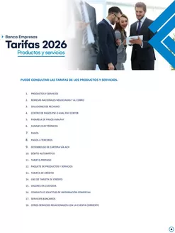 Catálogo Banco de Occidente en Pasto | Tarifas Empresariales | 2026-02-04T00:00:00.000Z - 2026-12-31T00:00:00.000Z
