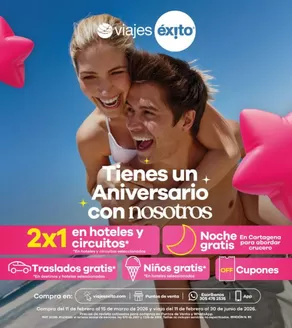 Catálogo Viajes Éxito | Catalogo, Tienes un Aniversario con Nosotros | 2026-02-13T00:00:00.000Z - 2026-06-30T00:00:00.000Z