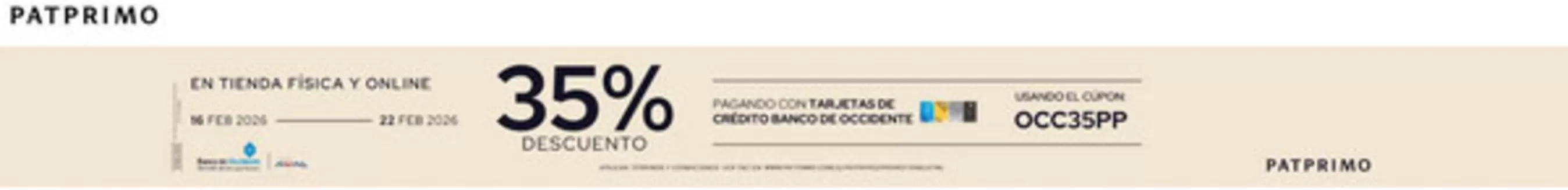 Catálogo Pat Primo | 35% DTO Usando el Cupon: OCC35PP, Rebajas 50% DTO | 2026-02-19T00:00:00.000Z - 2026-02-22T00:00:00.000Z