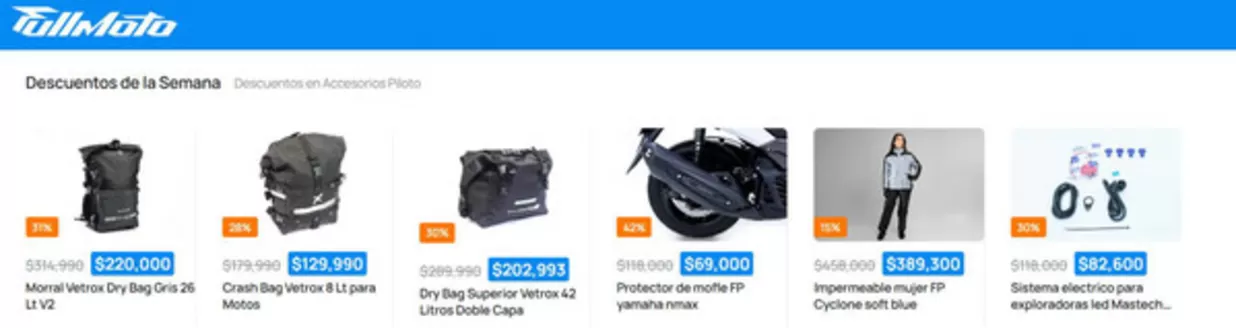 Catálogo Fullmoto en Montería | Descuentos de la Semana en Accesorios Piloto | 2026-03-02T00:00:00.000Z - 2026-03-08T00:00:00.000Z