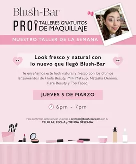 Catálogo Blush Bar en Medellín | Talleres gratuitos de maquillaje | 2026-03-03T00:00:00.000Z - 2026-03-05T00:00:00.000Z