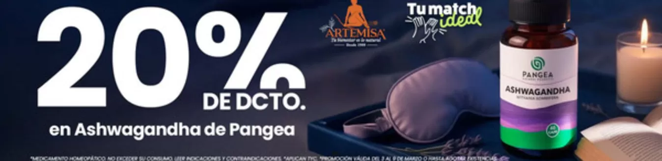 Catálogo Artemisa en Cali | 20% DTO en Ashwagandha de Pangea | 2026-03-06T00:00:00.000Z - 2026-03-09T00:00:00.000Z