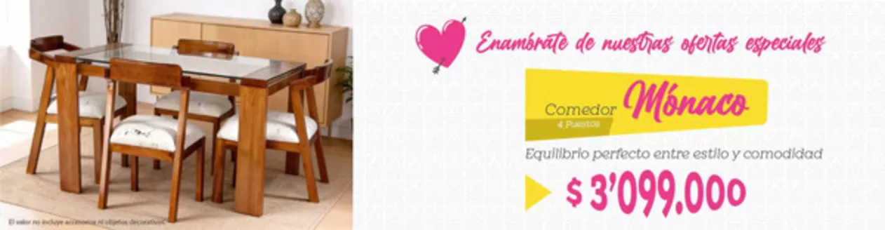 Catálogo Ambientes de Hogar en Sincelejo | Comedor Monaco Ahora $3.799.000 COP  | 2026-03-09T00:00:00.000Z - 2026-03-16T00:00:00.000Z