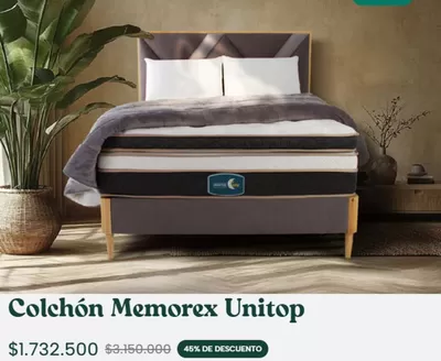 Catálogo Colchones Dormiluna en Sincelejo | Colchón Memorex Unitop 45% DTO | 2026-03-09T00:00:00.000Z - 2026-03-16T00:00:00.000Z