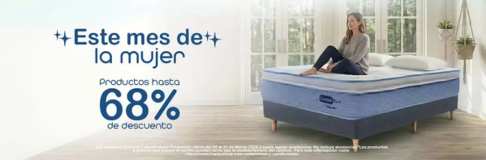 Catálogo Happy Sleep en Sincelejo | Este mes de la Mujer Productos hasta 68% DTO | 2026-03-09T00:00:00.000Z - 2026-03-31T00:00:00.000Z