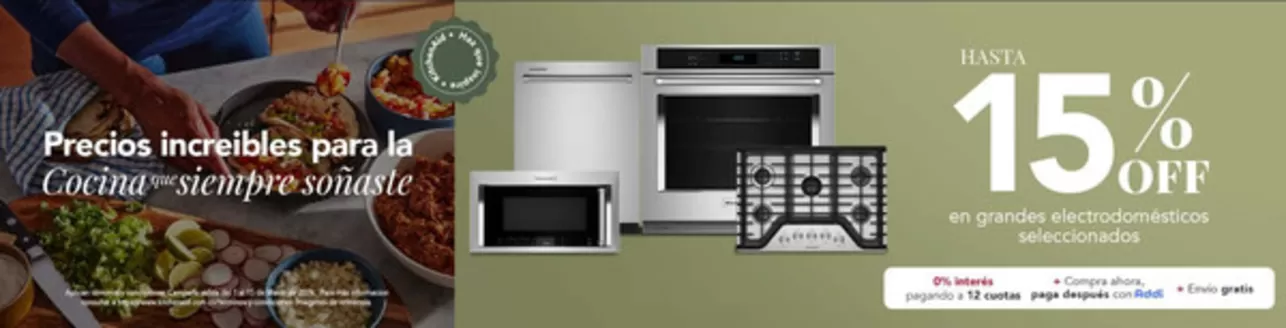 Catálogo KitchenAid | Hasta 15% OFF en grandes electrodomésticos | 2026-03-11T00:00:00.000Z - 2026-03-15T00:00:00.000Z