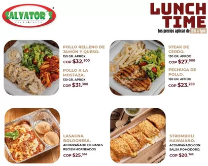 Catálogo Salvator's Pizza en Bello | Menu Lunch Time Plazas y Deliverys | 2026-03-13T00:00:00.000Z - 2026-03-31T00:00:00.000Z