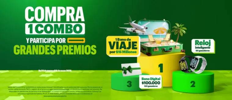 Catálogo Subway en Bello | Compra 1 Combo y Participa por Grandes Premios | 2026-03-13T00:00:00.000Z - 2026-05-12T00:00:00.000Z