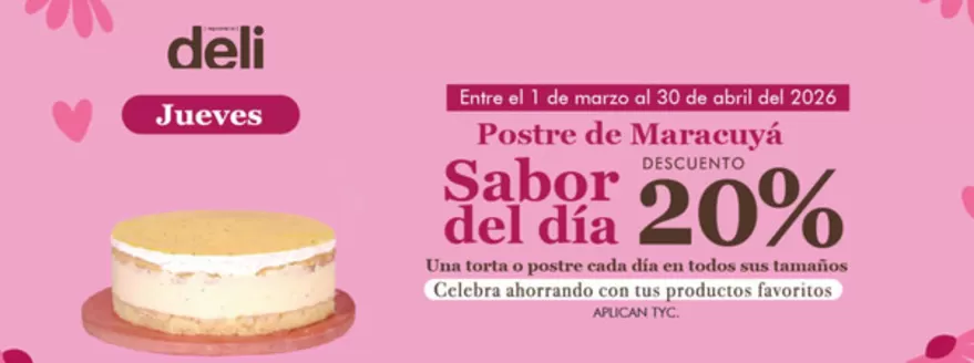 Catálogo Repostería Deli en Bello | Postre de Maracuya 20% OFF | 2026-03-13T00:00:00.000Z - 2026-04-30T00:00:00.000Z