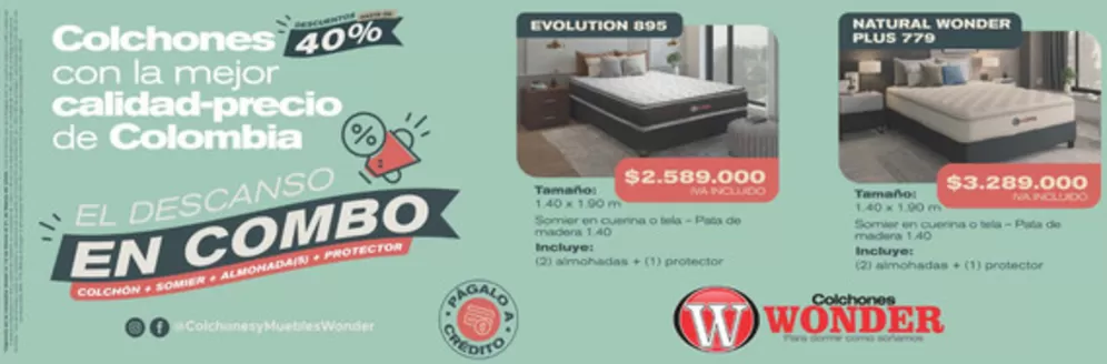 Catálogo Colchones Wonder | Descuentos hasta 40% OFF | 2026-03-30T00:00:00.000Z - 2026-03-31T00:00:00.000Z