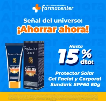Catálogo Farmacenter | Hasta 15% DTO Protector Solar Sundark SPF60 60g | 2026-04-07T00:00:00.000Z - 2026-04-30T00:00:00.000Z