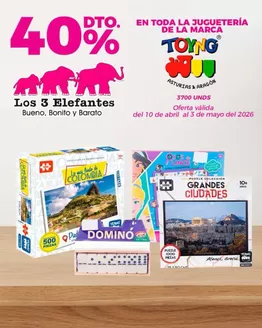 Catálogo Los Tres Elefantes en Bello | 40% OFF en toda la marca Toys | 2026-04-14T00:00:00.000Z - 2026-05-03T00:00:00.000Z