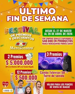 Catálogo MercaCentro en El Carmen de Bolívar | Nuestras mejores ofertas para ti | 2026-03-27T00:00:00.000Z - 2026-04-20T00:00:00.000Z