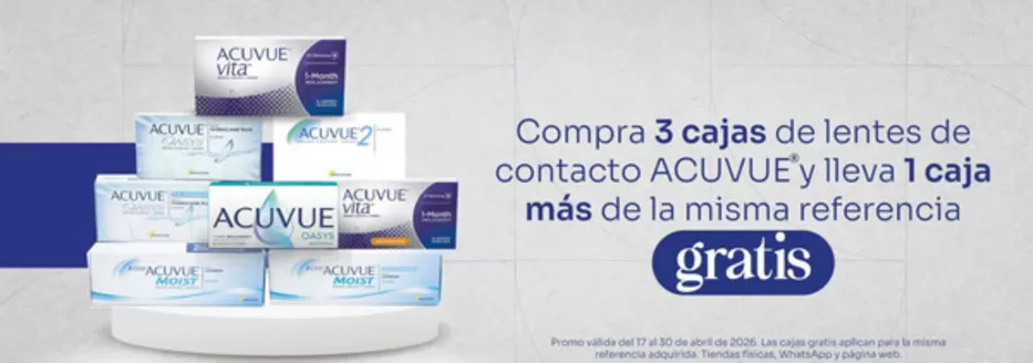 Catálogo Óptica Santa Lucía en Dosquebradas | Compra 3 cajas de lentes de contacto ACUVUE y lleva 1 caja más | 2026-04-20T00:00:00.000Z - 2026-04-30T00:00:00.000Z