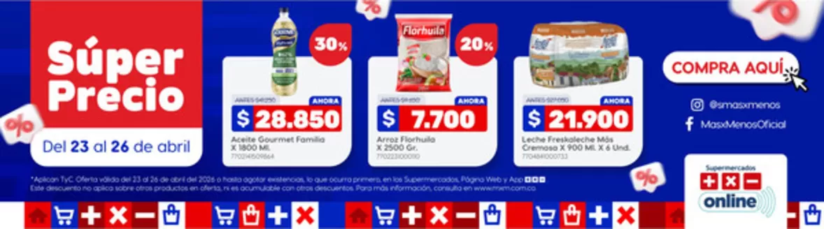Catálogo Más x Menos en Nuevo Colón | Ofertas principales para todos los cazadores de gangas | 2026-04-23T00:00:00.000Z - 2026-04-26T00:00:00.000Z