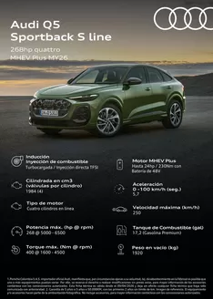Catálogo Audi en Galapa | Ficha tecnica Audi Q5 Sportback S line | 2026-04-24T00:00:00.000Z - 2026-05-08T00:00:00.000Z