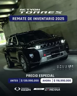 Catálogo Ssangyong en Guadalajara de Buga | Precio especial $ 116.990.000 | 2026-04-28T00:00:00.000Z - 2026-04-30T00:00:00.000Z