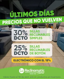 Catálogo Reclinomatic | Ultimas Dias de Ofertas | 2026-04-28T00:00:00.000Z - 2026-04-30T00:00:00.000Z