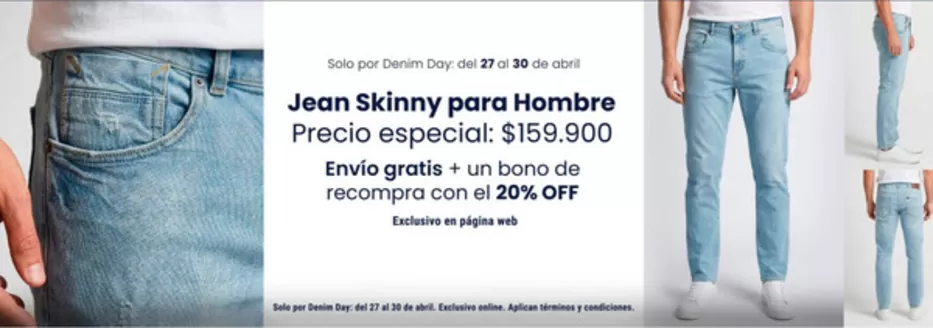 Catálogo Lec Lee en San Pelayo | Jean Skinny para Hombre, Precio especial: $159.900 | 2026-04-29T00:00:00.000Z - 2026-04-30T00:00:00.000Z
