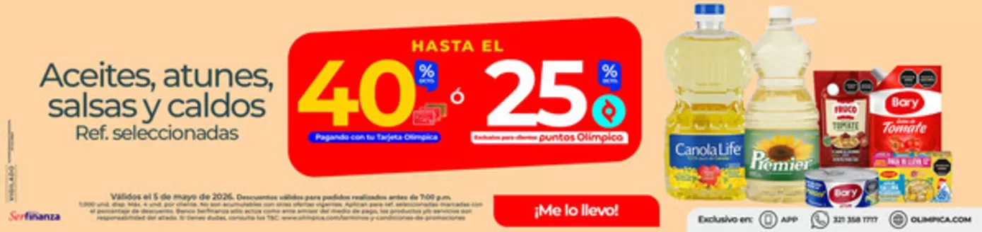 Catálogo Olímpica en La Jagua de Ibirico | Ofertas principales para todos los clientes | 2026-05-05T00:00:00.000Z - 2026-05-05T00:00:00.000Z