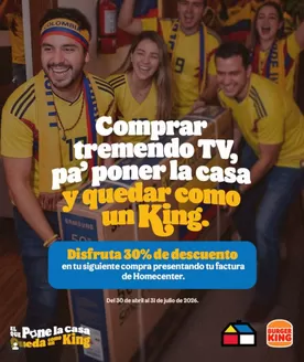 Catálogo Burger King | Presenta tu factura de Homecenter y llévate 30% OFF en Burger King. | 2026-05-07T00:00:00.000Z - 2026-07-31T00:00:00.000Z