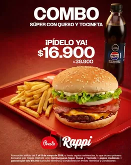 Catálogo Presto en Armenia Antioquia | Combo Súper con queso y tocineta por solo $16.900 | 2026-05-11T00:00:00.000Z - 2026-05-13T00:00:00.000Z