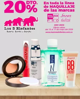 Catálogo Los Tres Elefantes | 20% OFF en toda la línea de maquillaje | 2026-05-15T00:00:00.000Z - 2026-05-17T00:00:00.000Z