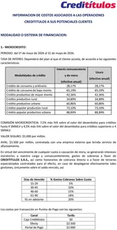 Catálogo Credititulos | Tasas de Interés y Costos Mayo 2026 | 2026-05-21T00:00:00.000Z - 2026-05-31T00:00:00.000Z