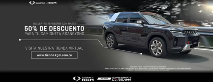 Catálogo Ssangyong en Envigado | 50% DTO para tu camioneta Ssangyong | 2026-05-26T00:00:00.000Z - 2026-05-31T00:00:00.000Z