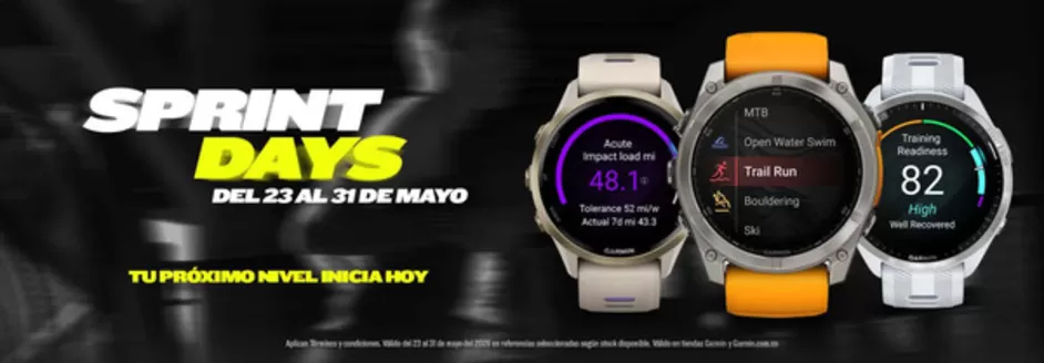 Catálogo Garmin en Puente Aranda | Sprint Days, Entrena Sin Limites hasta 3 Cuotas con 0% Interes | 2026-05-28T00:00:00.000Z - 2026-05-31T00:00:00.000Z