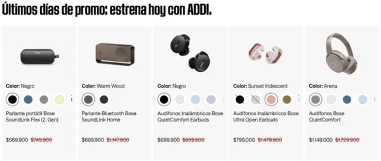 Catálogo BOSE en Puente Aranda | Últimos días de promo: estrena hoy con ADDI | 2026-05-29T00:00:00.000Z - 2026-05-31T00:00:00.000Z
