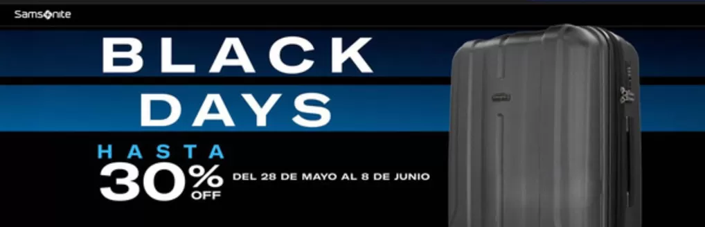 Catálogo Samsonite | Black Days Hasta 30% OFF | 2026-06-01T00:00:00.000Z - 2026-06-08T00:00:00.000Z