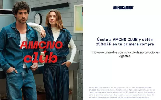 Catálogo Americanino | 25% OFF en tu primera compra | 2026-06-04T00:00:00.000Z - 2026-08-31T00:00:00.000Z