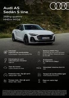 Catálogo Audi en Puerto Triunfo | 260427 AUDI FICHA TECNICA A5SEDANsline v1 | 2026-06-06T00:00:00.000Z - 2026-06-20T00:00:00.000Z