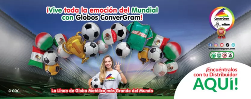 Catálogo Convergram | Vive toda la emoción del Mundial con Globos ConverGram | 2026-06-12T00:00:00.000Z - 2026-07-31T00:00:00.000Z