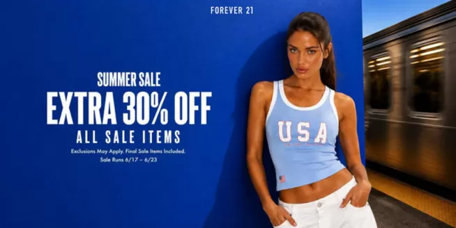 Catálogo Forever 21 | Summer Sale Extra 30% OFF | 2026-06-19T00:00:00.000Z - 2026-06-23T00:00:00.000Z