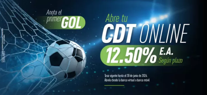 Catálogo Banco GNB Sudameris | Abre tu CDT online 12.50% E.Α. según plazo | 2026-06-23T00:00:00.000Z - 2026-06-30T00:00:00.000Z