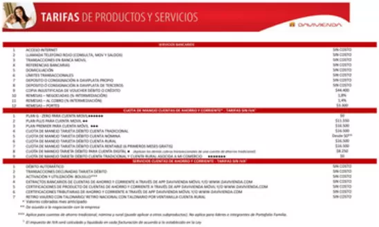 Catálogo Davivienda en Cartago | Tasas Tarifas | 2026-07-02T00:00:00.000Z - 2026-09-30T00:00:00.000Z