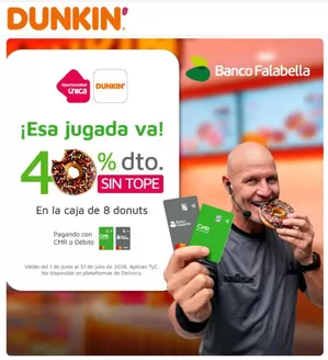 Catálogo Dunkin Donuts | Esa jugada va 40% OFF sin tope | 2026-07-09T00:00:00.000Z - 2026-07-31T00:00:00.000Z