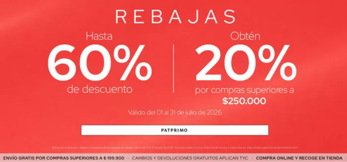 Catálogo Pat Primo | Rebajas Hasta 60% OFF, Obtén 20% OFF por compras superiores $250.000 | 2026-07-15T00:00:00.000Z - 2026-07-31T00:00:00.000Z