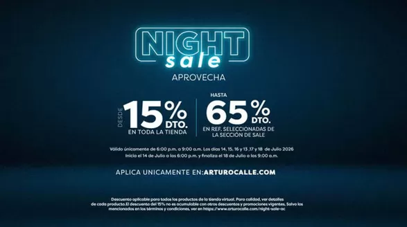 Catálogo Arturo Calle en Yondó | Night Sale y Precios Especiales | 2026-07-15T00:00:00.000Z - 2026-07-18T00:00:00.000Z