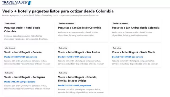 Catálogo Travel Viajes | Vuelo + hotel | 2026-07-16T00:00:00.000Z - 2026-07-22T00:00:00.000Z