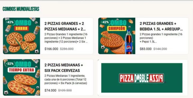 Catálogo Pizza Doble Pizza | Combos Mundialistas | 2026-07-23T00:00:00.000Z - 2026-07-31T00:00:00.000Z