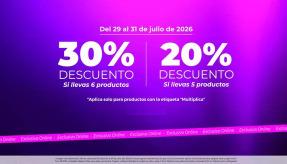 Catálogo Yoi | 30% DTO si llevas 6 productos, 20% DTO si llevas 5 productos | 2026-07-29T00:00:00.000Z - 2026-07-31T00:00:00.000Z