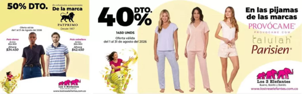Catálogo Los Tres Elefantes en Chocontá | Ofertas 50% OFF y 40% OFF | 2026-08-04T00:00:00.000Z - 2026-08-31T00:00:00.000Z